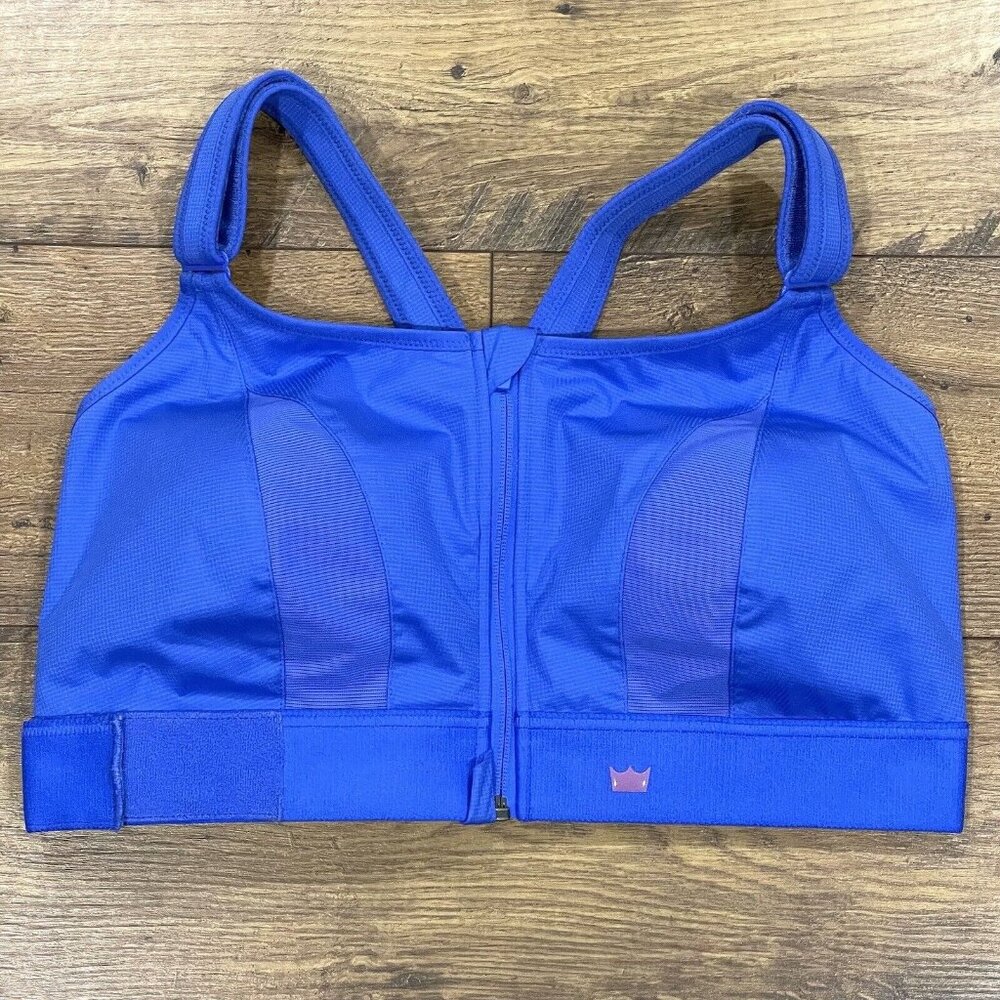 SheFit Sports Bra Womens 5Luxe Ultimate Adjustable High Impact Zip Front Blue